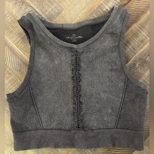 aerie Charcoal Grey Cropped Tank with Center Braid